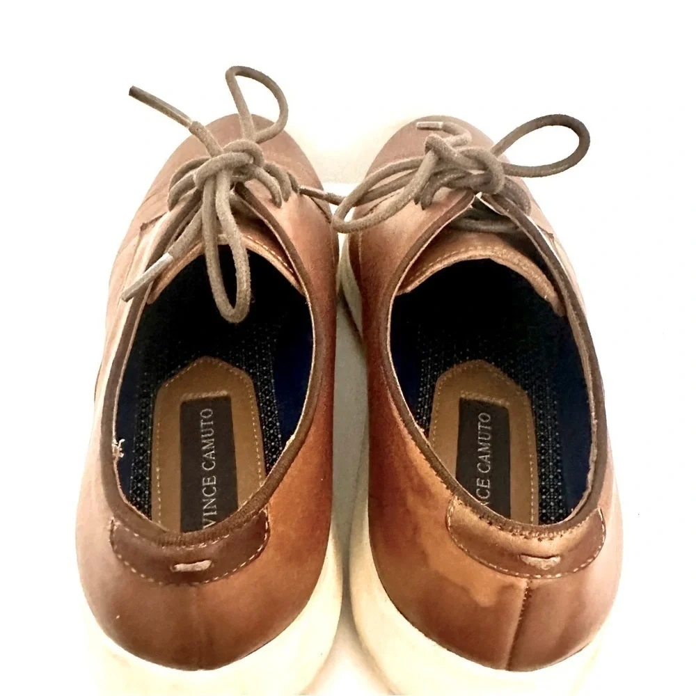 Vince Camuto Eadwine Lace Up Derby Sneakers Men’s Brown Leather Shoe Size 8.5